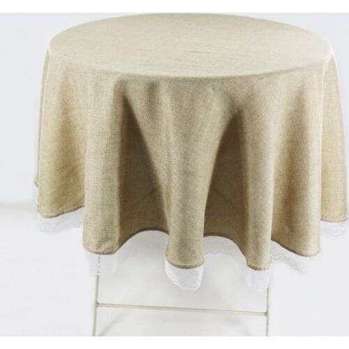 Round Linen Cotton Tablecloth Lace Edge Home Dinning Table Cloth Cover Tea Fabric Table Mat Overlay Wedding Party Decorations