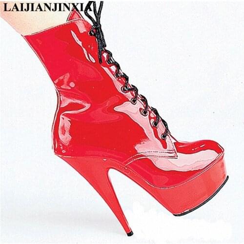 LAIJIANJINXIA 2018 Sexy 15cm Ultra High-Heels 5cm Platform Shoes Night Club Pole Dancing Shoes Round Toe Ankle Boots Dance Shoes