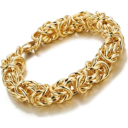 7-11inch Hot Sale Stainless Steel Link Gold Byzantine Chain Punk Biker Jewelry Fashion Mens Womens Bracelet Chain Wristband 10MM