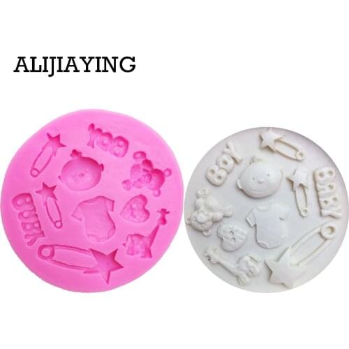 M0041 Baby Boy Bear cooking tools chocolate Decorating Silicone Mold baking Fondant candy Sugar Craft DIY Cake