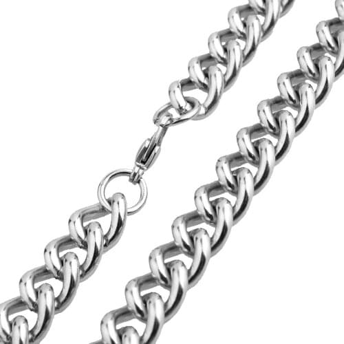 Fashion 13mm Wide Top Polishing Silver Color Stainless Steel Curb Cuban Link Chain Necklace Or Bracelet Cool Mens Neck Jewelry