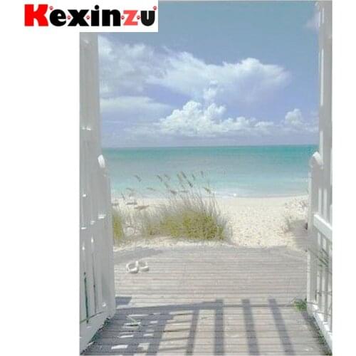 Kexinzu Full 5D DIY Square/Round Diamond Painting" Window Beach " 3D Embroidery Cross Stitch Mosaic diamondpainting Gift