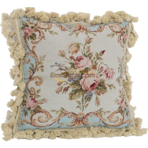 Neoclassicism hand-woven pillow velvet embroidery pillow needlepoint cushion