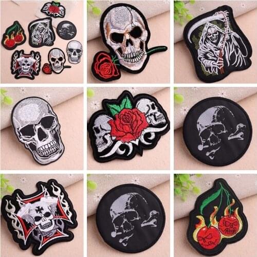 NEW Wings Skull Patch Morale Iron On Biker Death pepper Patches Badge Punk Motorcycle Embroidery Patches God of death Parches
