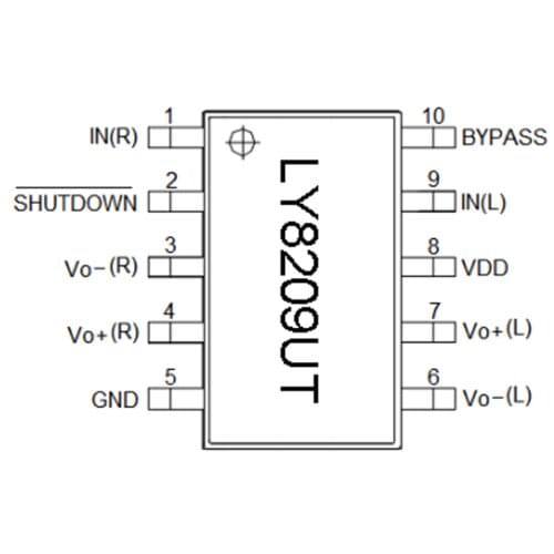 New Original LY8209UT Audio Amplifier Stereo Class D 2.5 to 5.5V Single-End BTL 3.3W×2/4Ω 10MSOP