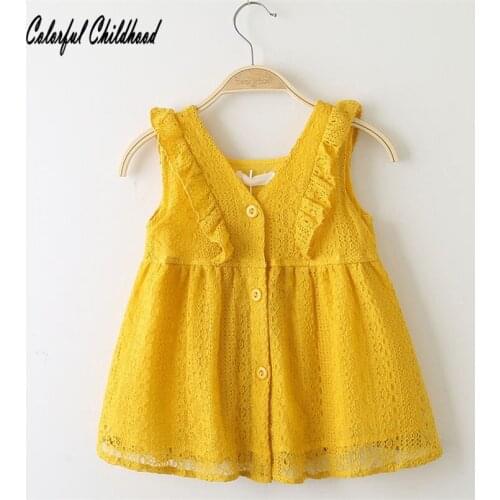 Adorable little girls beach dress summer sleeveless button newborn baby dress ruffles lace princess costumes bohemian dress