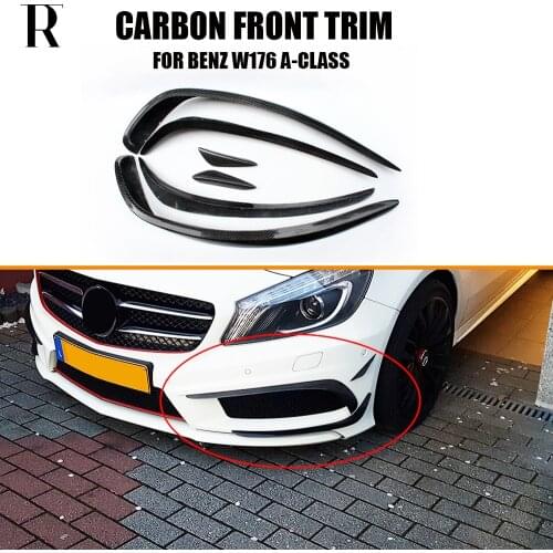 W176 Carbon Fiber Front Bumper Side Canards Splitter Spoiler for Mercedes Benz W176 A180 A200 A260 A45 AMG Sport Bumper 13 - 15