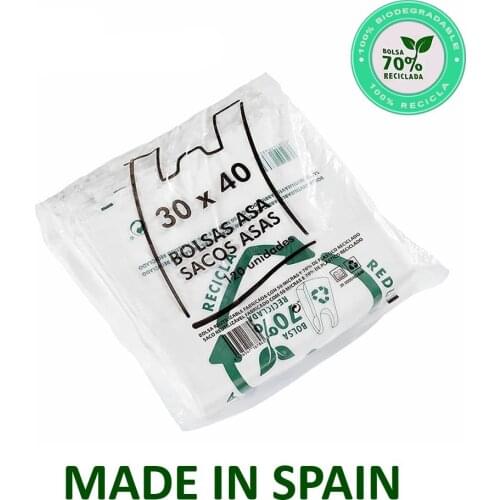 HUSL T-shirt-type plastic bags, reusable and 70% recycled, great strength, meets regulations, fit for food use