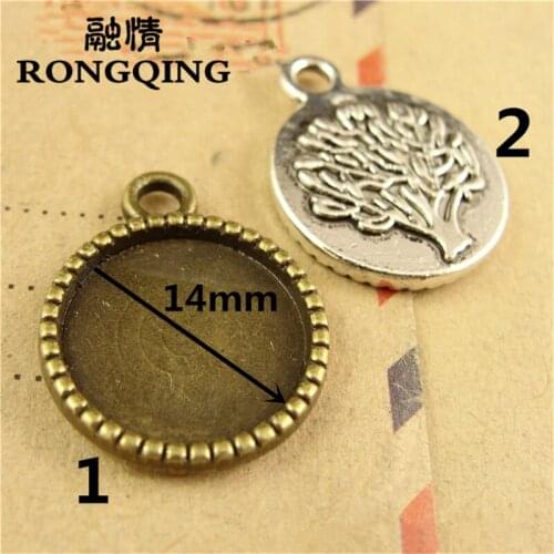 RONGQING 100pcs/lot tree Retro Tray DIY Accessories wholesale Craft 14MM Charms