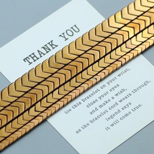 Plating Copper Triangle Hematite Natural Stone Beads Arrows Shape Loose Spacer Bead for DIY Jewelry Making Nacklace Findings 15"