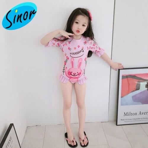 Direct New Kids Swimwear Female One-Piece Cute Flower Rabbit One-Piece Swimming Suit One Product Dropshipping
