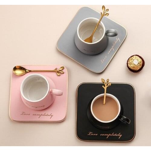 European style luxury ceramic cup office coffee cup and saucer with spoon set milk tea cup couple birthday gift friend cup