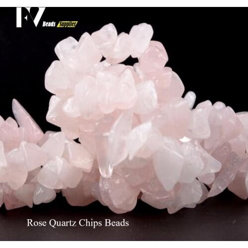 Rose Pink Quartz Chips Beads For Needlework 8mm-12mm Irregular Natural Stone Beads Accessories Diy Jewelry Making Bracelets 15"