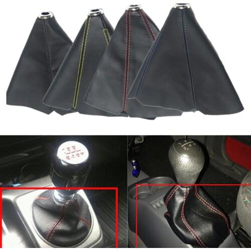 Universal Leather Short Shifter AT MT Shift Knob Shifter Gear Knob Boot Cover For Ford Focus Galaxy Mondeo 3 4 S max C max Honda