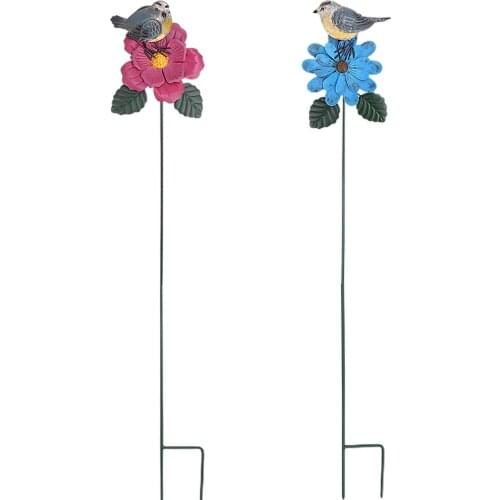 Handcrafts Metal Flower Garden Stake Metal Flowre Sticks Garden Yard Lawn Patio Decor Floral Bird Decoration Outdoor Ornaments