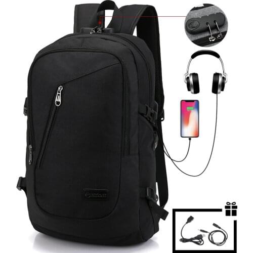 NANCY TINO Business Casual Travel Computer Backpack with USB Charging Oxford Cloth Anti-Theft Lock Student School Bag