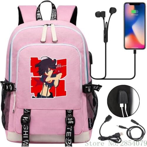Hot Anime kill_la_kill Ryuko Matoi USB Laptop Backpack Fashion Men Women Outdoor Travel Shoulder Bags Student Schoolbag Bookbag