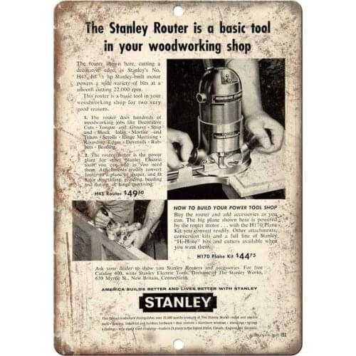 Stanley Router Woodshop Tools Retro tin sign nostalgic ornament metal poster garage art deco bar cafe shop