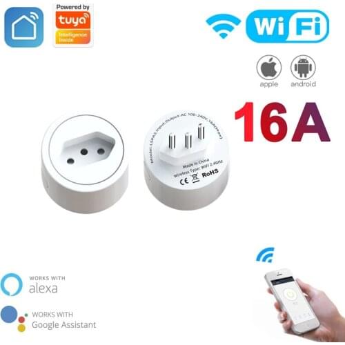Tuya WiFi Smart Plug Socket 16A BR Adaptor With Power Energy Monitor Smart Life APP Control Works With Alexa Google Assistant