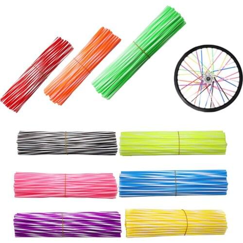 Universal Motorcycle Dirt Bike Wheel Rim Cover Spoke Skins Wrap Tubes Decor Protector 72 Pcs Red Blue Black Orange more Color
