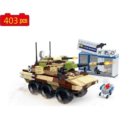 Military series WW2 army EBRC 6×6 wheeled reconnaissance armored vehicle soldier SWAT Building Blocks Bricks Toys Gifts