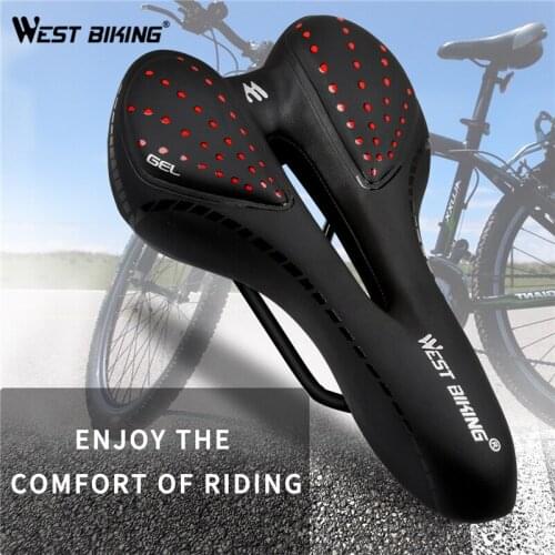 WEST BIKING Cycling Bicycle MTB Road & Mountain Bike Seat PU Leather Gel Cycling Cushion Comfortable Shockproof Bicycle Saddle