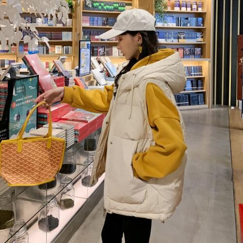 Woman Jacket Vest down Cotton Womens Short Autumn Winter Hooded Cotton Vest Baggy Coat Chaleco Mujer