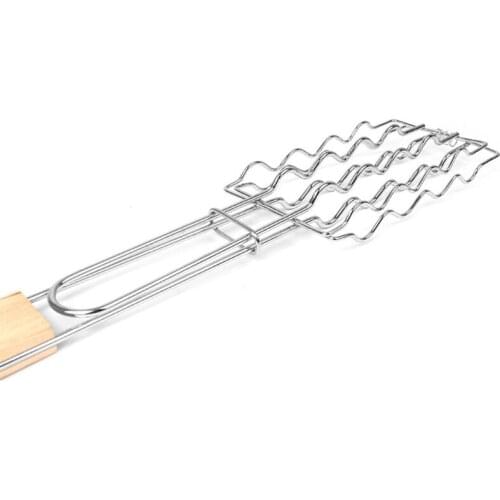 1 Piece Fish Barbecue Grill Basket Folding Portable Iron Material Barbecue Gadget Grill Basket for Fish Vegetable Shrimp