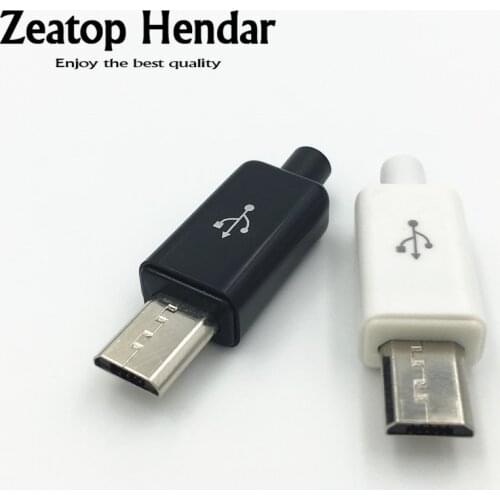 100Sets DIY Micro USB Type B Male Jack 5 Pin Four Piece Assembly Connector Plug Socket Longer Type