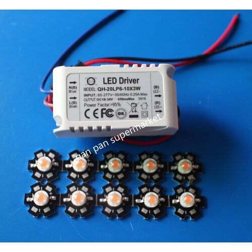 10X 3W Plant Grow Full Spectrum 380-840nm High Power LED + 6-10x3w driver