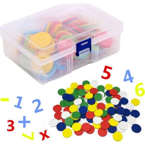 117Pcs Counters Counting Chips 30mm Mixed Colors Math Toy for Bingo Chips Game Tokens with Storage Box