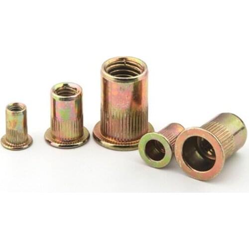 20PCS M3 M4 M5 M6 M8 Zinc Plated Carbon Steel Knurled Nuts Flat Head Threaded Rivet Insert Cap Rivet Nut