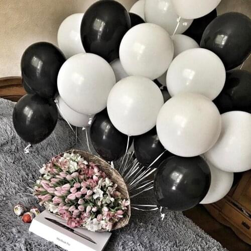30pcs/lot 1.2g Pearl Black White Latex Balloons Birthday Wedding Party Decorations Air Helium balloons Kids baloons