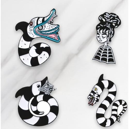 Beetlejuice Soft Enamel Brooches SandWorm Pins for clothes Shirt Bag Hat Badge Horror Movie Jewelry Gift for Fans Friends