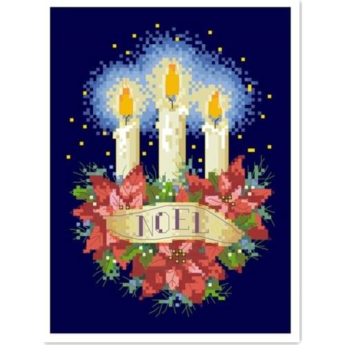 Candlelit Noel Ornament cross stitch package 18ct 14ct 11ct deep blue cotton thread embroidery DIY handmade needlework