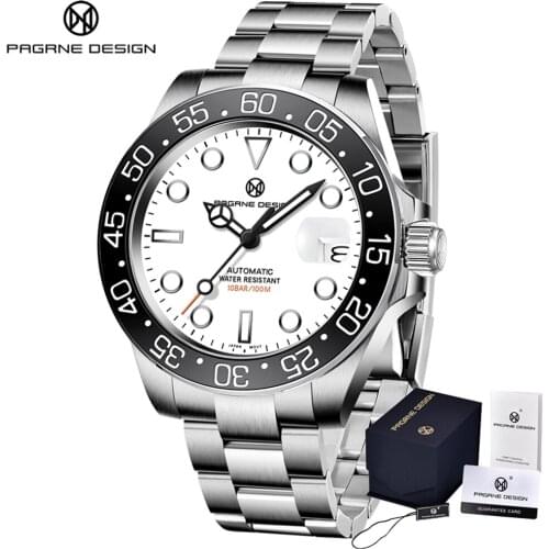 PAGNE DESIGN 2021 New Mens Mechanical Watch Stainless Steel Automatic Waterproof Watch Mens Sports Clock Relogio Masculino