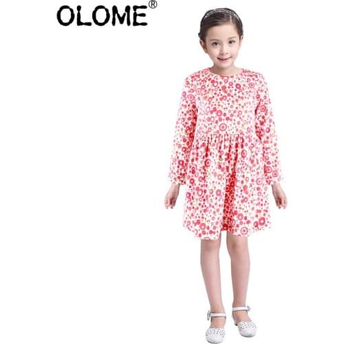 Kid Girls Dress Children Long Sleeve Skirt Flora Summer Clothes Fashion Toddler T-shirt Skirt Flower Dress 3Years OLOME Baptism