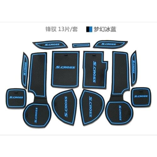 For 2014-2017 2018 Suzuki SX4 S-Cross S Cross Gate Slot Pad Non-slip Cup Mats Anti Slip Door Groove Mat Stickers Car Accessories