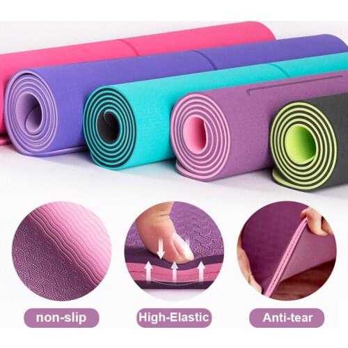 TPE Stripe Double Layer Yoga Fitness Mat Light Soft Waterproof Antifouling Thickening Home Fitness Shock Absorbing Mat