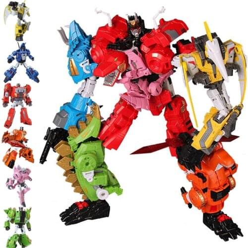 HEIMANBA New 6 in 1 Devastator Transformation Movie Toys Kids Anime Action Figures G1 KO Dinosaur Model older kids Boy toy gift