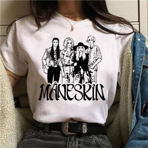 Maneskin T Shirt 2021 New Summer Fashion Women Casual Hip Hop T-Shirt Hot Female Harajuku Kawaii Tops Tee Shirt Vintage Tshirts