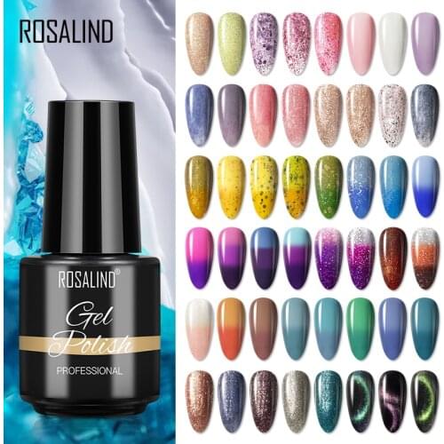 ROSALIND Gel Nail Polish Temperature Color Changing Series 7ML Nail Art Design Semi Permanent UV LED Gel For Nails Manicure