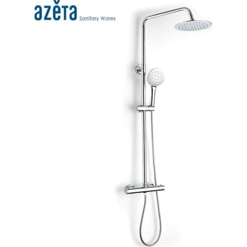 Hot Sales Round Thermostatic Shower Set Bathroom Chrome Modern Style Shower Set 8inch Rainfall Shower Head Hand Shower AT7728T