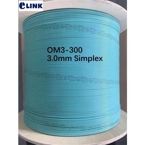 1000m OM3-300 fiber optic Simplex cable 3.0mm aqua color indoor for fiber patchcords 1km/roll ftth optical fibre SX wire ELINK
