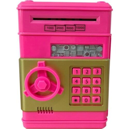 Electronic Piggy Bank ATM Password Money Box Cash Coins Saving Box ATM Bank Safe Box Auto Scroll Paper Banknote Gift for Kids