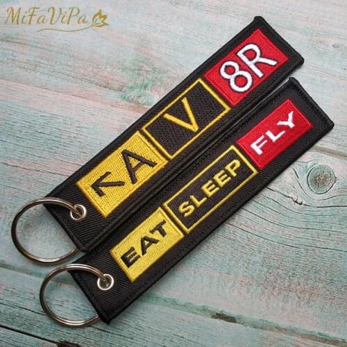 MiFaViPa 2 PCS Fashion Trinket AV8R Keyring EAT SLEEP FLY Aviator Keychain Aircraft Key Chain Aviation Pilot Keychains