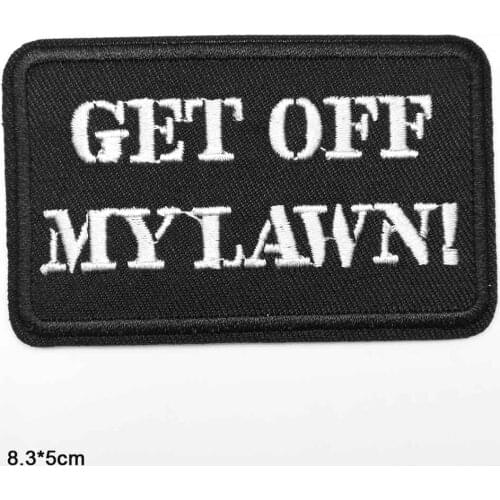 Get Off My Lawn Punk Letters Words Iron On Embroidered Clothes Patches For Clothing Stickers Garment Wholesale