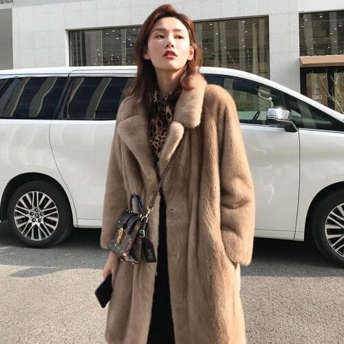 New Fashion Faux Fur Coat Autumn Winter Women Casual Warm Slim Long Faux Mink Fur pocket winter coat women Fur Jacket