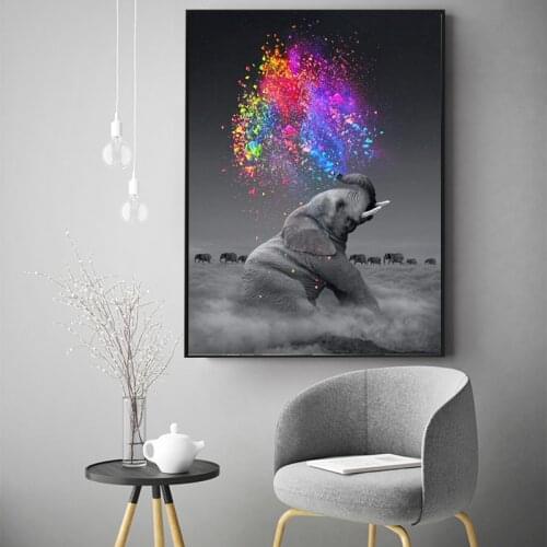 Fantasy Elephant Wall Art Posters Print on Canvas Animals Wall Pop Art Decorative Pictures for Modern Home Decoration No Frame