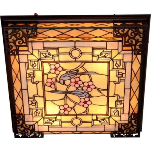 Tiffany Ceiling lamp Handmade Glass Baroque Alloy Vintage Lamp for Foyer Bed Room 63*63cm 1117